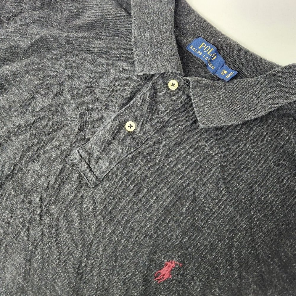 Polo Ralph Lauren‎ Polo Shirt Mens 2XB Big Gray Short Sleeve Loose Fit Cotton